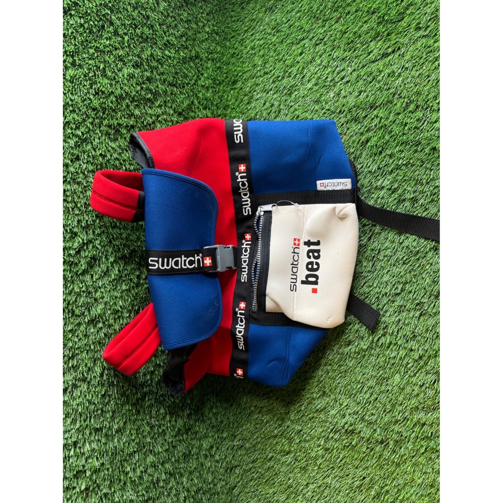 Vintage Swatch .beat Backpack Red Blue Neoprene Techwear Y2K 90s‎ Bag